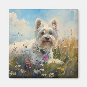 West Highland Witte Terriër Wildflower Magneet