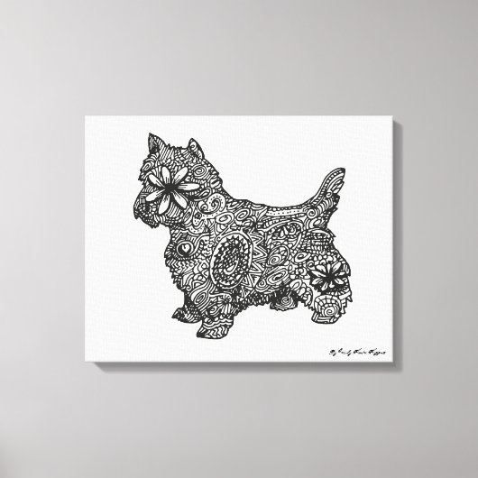 West highland witte zentangle tekening canvas afdruk (Voorkant)