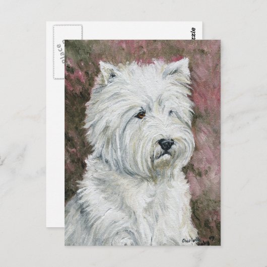 West Highlland White Terrier Dog Art Briefkaart (Voorkant / Achterkant)