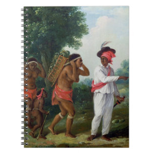 West-Indiaas Man van Kleur, richtend twee Carib Wo Notitieboek