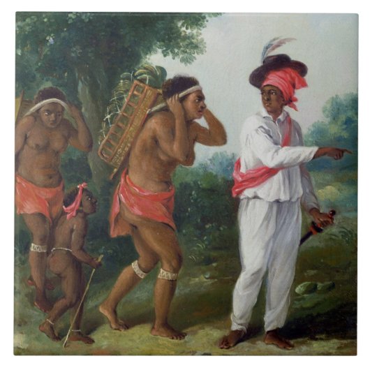 West-Indiaas Man van Kleur, richtend twee Carib Wo Tegeltje (Voorkant)