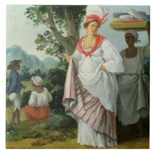 West Indian Creole Woman met haar Black Servant, c Tegeltje