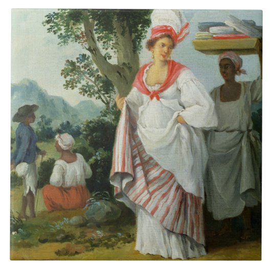 West Indian Creole Woman met haar Black Servant, c Tegeltje (Voorkant)