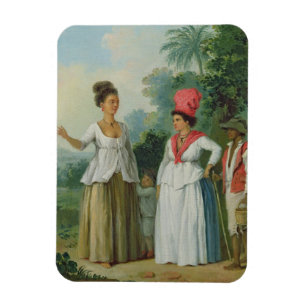 West-Indiase vrouwen met kleur, met een kind en ee Magneet