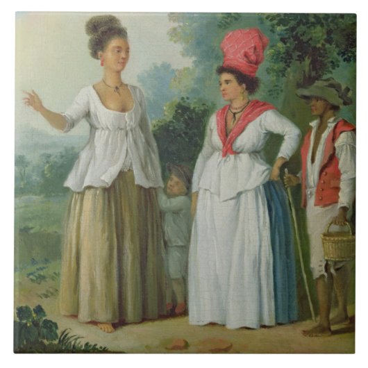 West-Indiase vrouwen met kleur, met een kind en ee Tegeltje (Voorkant)