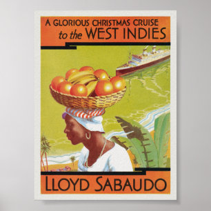 West-Indië Lloyd Sabaudo Vintage Poster 1931
