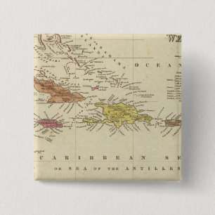 West Indies 14 Vierkante Button 5,1 Cm