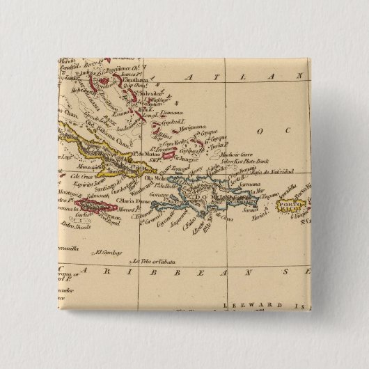 West Indies 22 Vierkante Button 5,1 Cm (Voorkant)