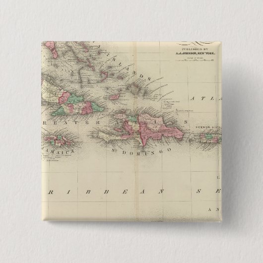 West Indies 3 Vierkante Button 5,1 Cm (Voorkant)