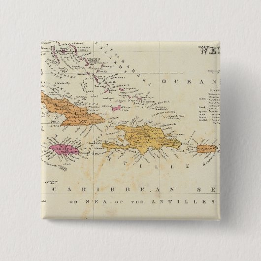 West Indies 4 Vierkante Button 5,1 Cm (Voorkant)