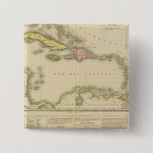 West Indies 9 Vierkante Button 5,1 Cm (Voorkant)