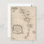 West Indies Antiek Map Briefkaart (Voorkant / Achterkant)