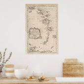 West Indies Antiek Map Poster (Keuken)