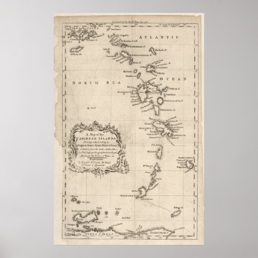 West Indies Antiek Map Poster (Voorkant)