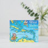 West Indies Eilanden Kaart Ansichtkaart (Staand voorkant)