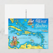West Indies Eilanden Kaart Ansichtkaart (Voorkant / Achterkant)