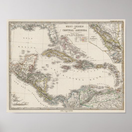 West-Indies en Midden-Amerika Poster (Voorkant)