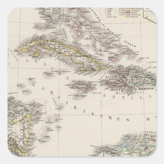 West-Indies en Midden-Amerika Vierkante Sticker (Voorkant)