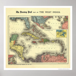 West Indies Evening Post Map 1898 Poster