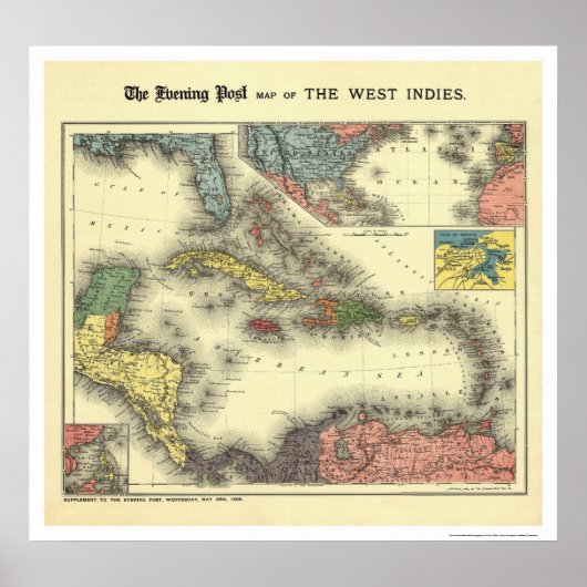 West Indies Evening Post Map 1898 Poster (Voorkant)