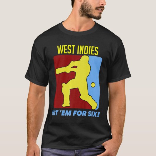 West Indies Hit Em voor Six Cricket Jersey Premium T-shirt (Voorkant)