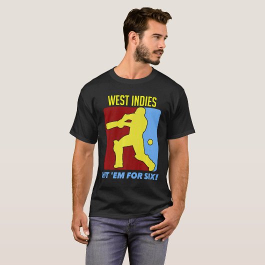West Indies Hit Em voor Six Cricket Jersey Premium T-shirt (Voorkant volledig)