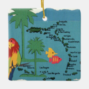 West Indies Islands Kleurrijke Kaart Keramisch Orn Keramisch Ornament