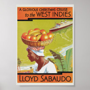 West Indies Lloyd Sabaudo Vintage Poster 1931