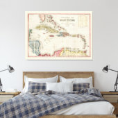 West Indies Map (1853) Canvas Afdruk (Insitu (Slaapkamer))