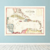 West Indies Map (1853) Canvas Afdruk (Insitu (Houten vloer))