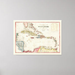 West Indies Map (1853) Canvas Afdruk