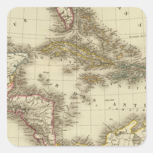 West Indies Midden-Amerika Vierkante Sticker (Voorkant)