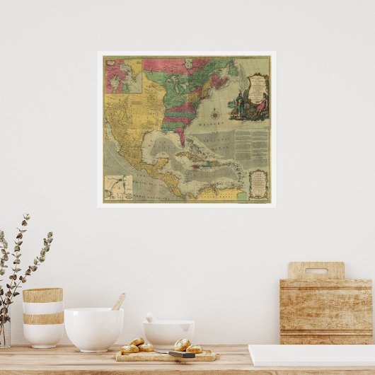 West Indies & North America Map - 1774 Poster (Keuken)