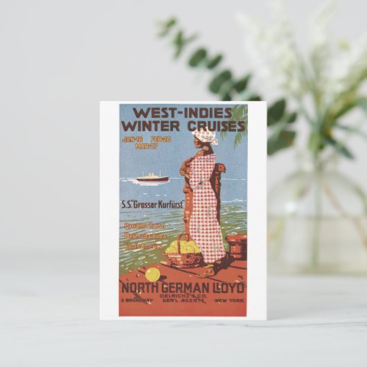 West Indies Winter Cruises North German Loyd Briefkaart (Staand voorkant)