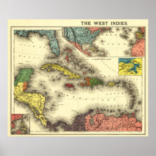 West IndiesPanoramic MapWest Indies Poster