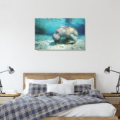 West-Indische Manatee Canvas Afdruk (Insitu (Slaapkamer))