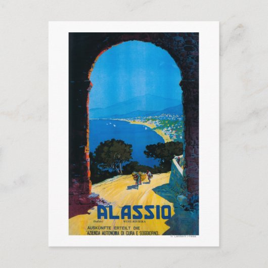 West-Italiaanse Riviera Travel Poster Briefkaart (Voorkant)