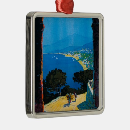West-Italiaanse Riviera Travel Poster Metalen Ornament (Rechts)
