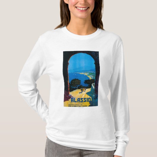 West-Italiaanse Riviera Travel Poster T-shirt (Voorkant)