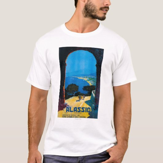 West-Italiaanse Riviera Travel Poster T-shirt (Voorkant)