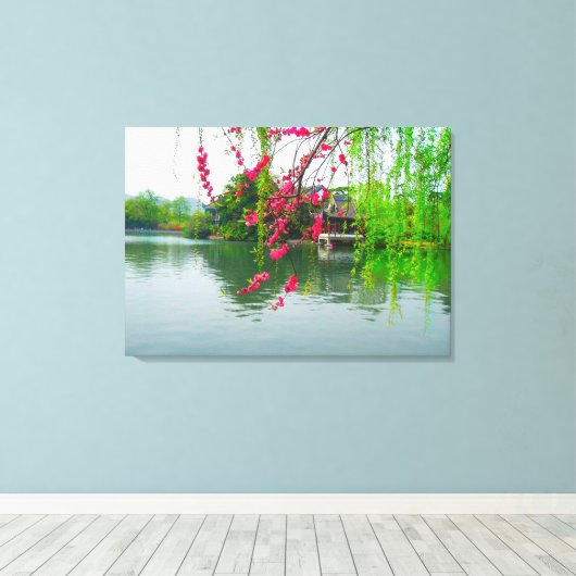 West Lake in Hangzhou, China Stretched Canvas Prin (Insitu (Houten vloer))