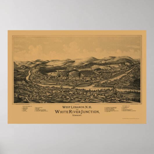 West-Libanon, NH Panoramic Map - 1889 Poster (Voorkant)