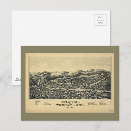 West-Libanon, NH & White River Junction, VT (1889) Briefkaart (Voorkant / Achterkant)
