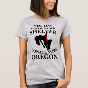 WEST LINN CHEERLEADER SHELTER DONEER NU OREGON T-SHIRT