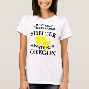 WEST LINN CHEERLEADER SHELTER DONEER NU OREGON T-SHIRT