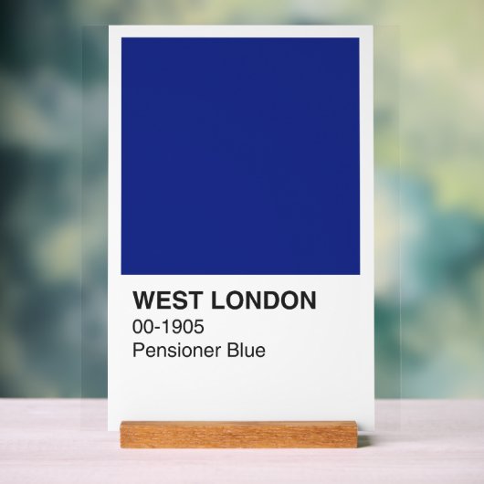 West London Pensioner Blauw - Witte achtergrond Acryl Bord (Neutraal)