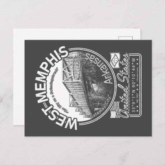 WEST MEMPHIS ARKANSAS - MEMPHIS BRIDGE BRIEFKAART (Voorkant / Achterkant)