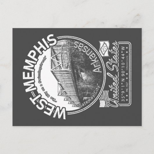 WEST MEMPHIS ARKANSAS - MEMPHIS BRIDGE BRIEFKAART (Voorkant)