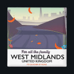 West Midlands, Verenigd Koninkrijk Magneet<br><div class="desc">West Midlands,  cartoon van de  stijl van het Verenigd Koninkrijk. "reizen over de weg".</div>