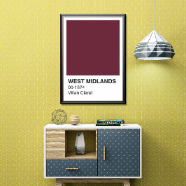 West Midlands Villan Claret - Witte grens Perfect Poster